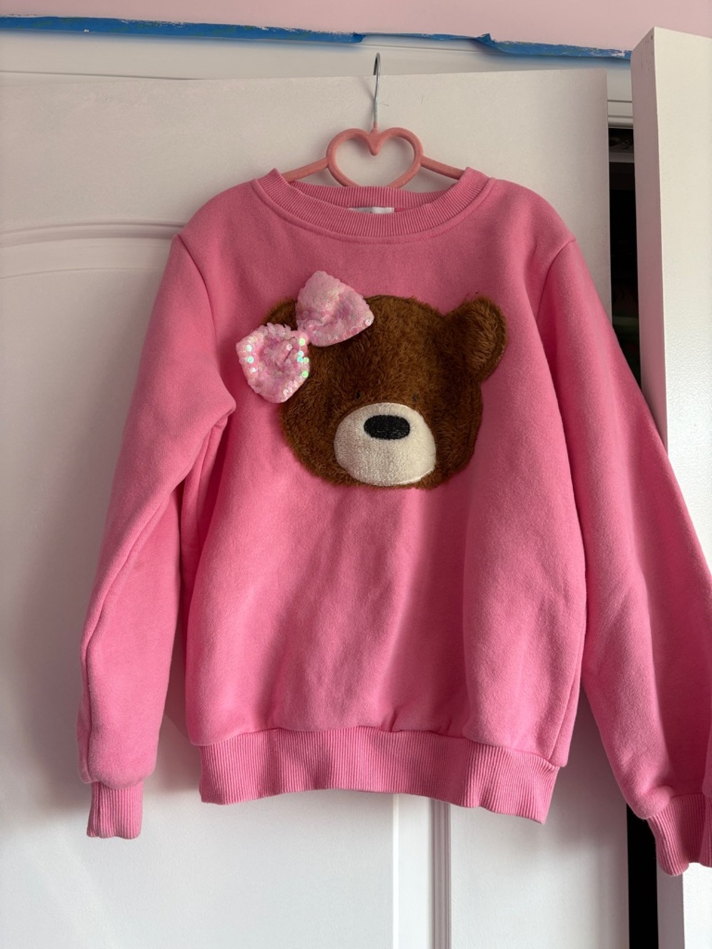 Lola + The Boys Pink Teddy Bear Sweatshirt with Sequin Bow
